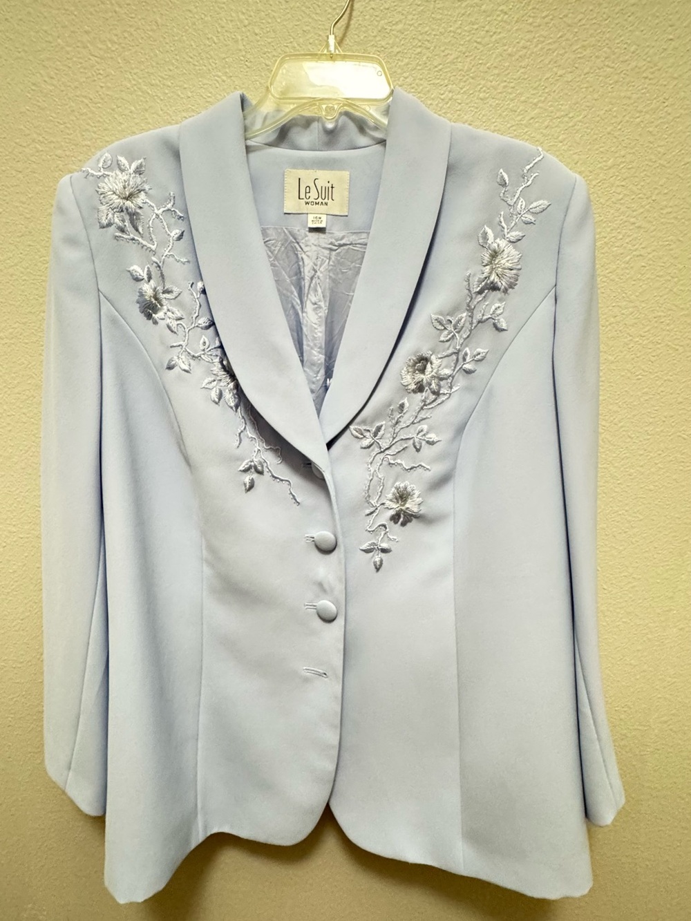 Le Suit Light Blue Embroidered Women's Blazer/skirt set